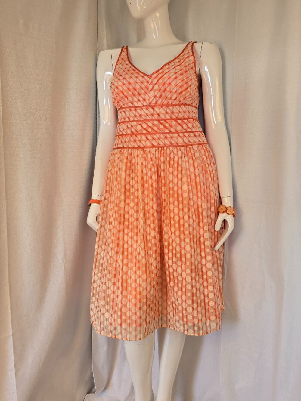Robbie Bee Sleeveless 60% Cotton Orange and Pink Summer Dress Size 14